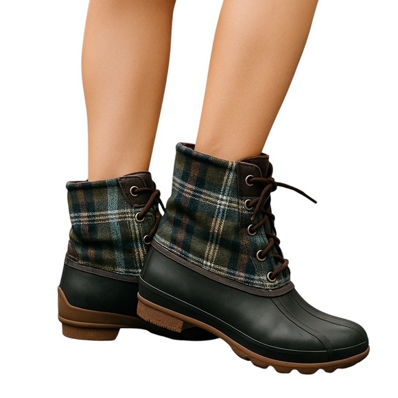 Sperry Shoes - Sperry Women's Syren Gulf Plaid Side Zip Duck Boots Shoes Size‎ 6M